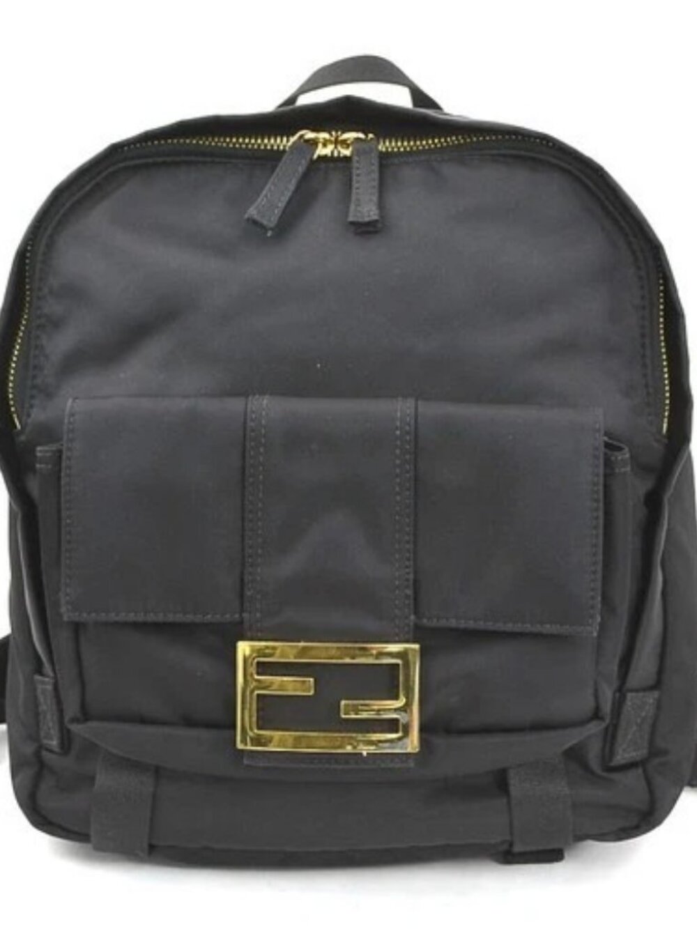 Auth FENDI Backpack Black Nylon/Goldtone - e60751g